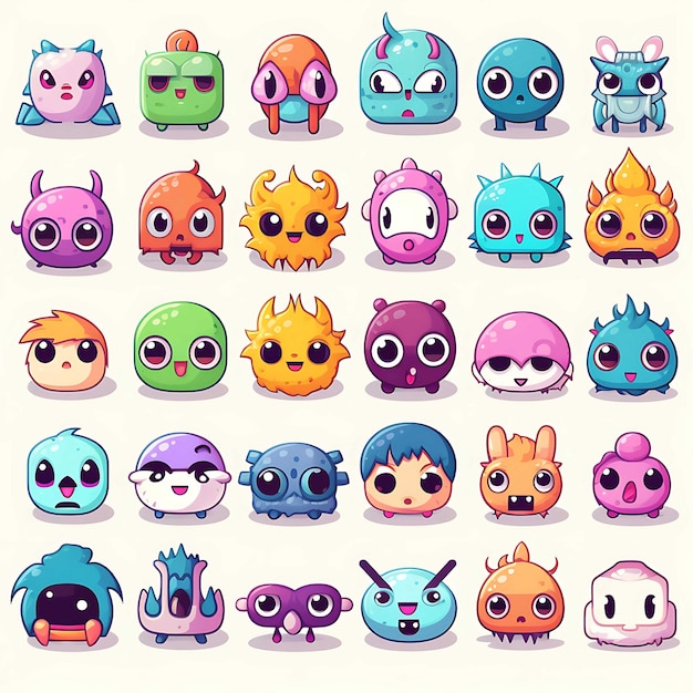 Design de Kawaii Monsters para videogames de 8 bits