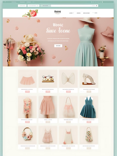 Design de layout de site de loja de roupas vintage 2549 Visual Profissional Único Criativo