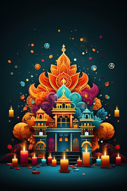 Design de layout para diwali deseja cartão colorido
