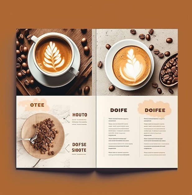 Foto design de livro de menu simples do dia internacional do café gerado por ia