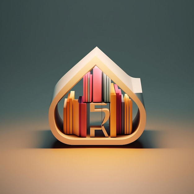 Design de logotipo 3D para biblioteca