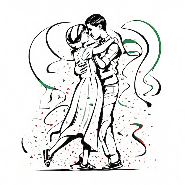 Design de logotipo cativante logotipo de casal de dança de salão com linhas e formas 2D