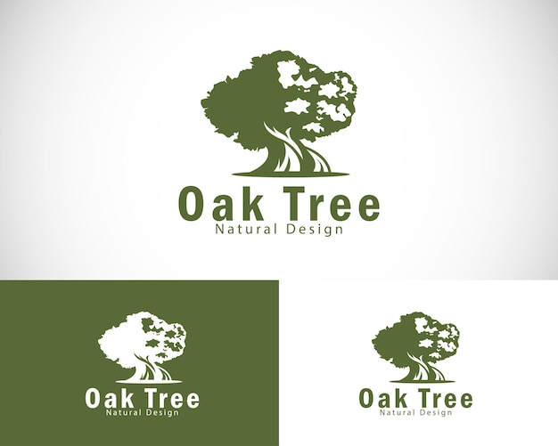 Design de logotipo de árvore de carvalho natureza criativa deixar paisagem verde