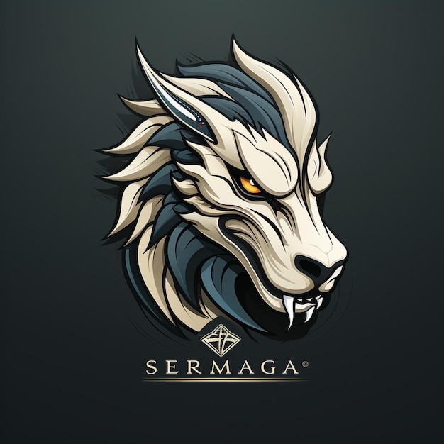 design de logotipo de cabeça de dragão com garras afiadas