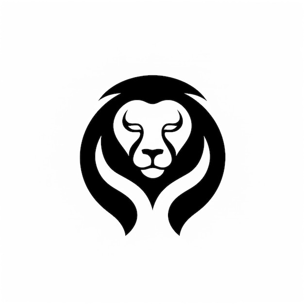 Design de logotipo de cabeça de leão simples vista frontal geométrica Face de leão rei coroa emblema emblema vetor