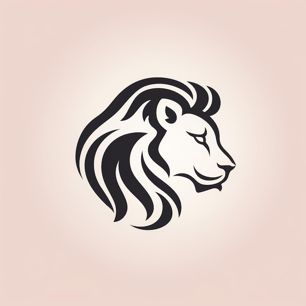 Design de logotipo de cabeça de leão simples vista frontal geométrica Face de leão rei coroa emblema emblema vetor