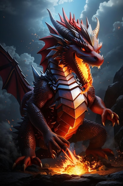 Design de logotipo de ilustração de dragão