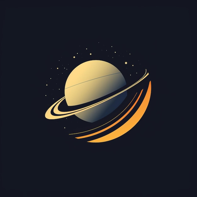 Foto design de logotipo de planeta mínimo com saturno e lua