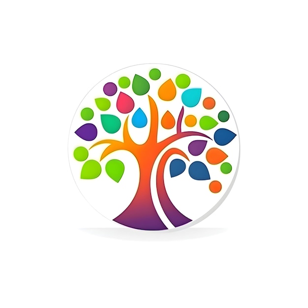 Design de logotipo de vetor de árvore colorida Modelo de design de logotipo de árvore abstrata