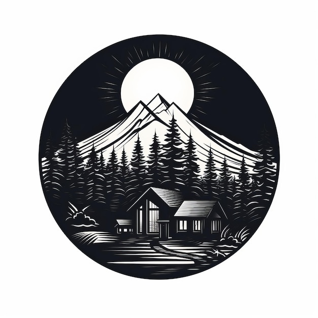 Foto design de logotipo estilo cabine em preto e branco ousado