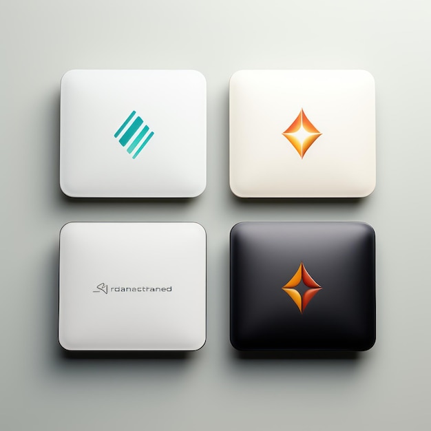Design de logotipo minimalista e variações em fundo branco