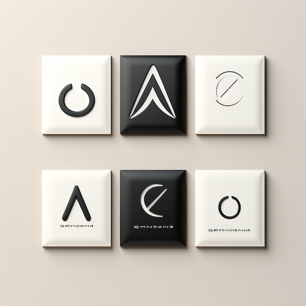 Foto design de logotipo minimalista e variações em fundo branco