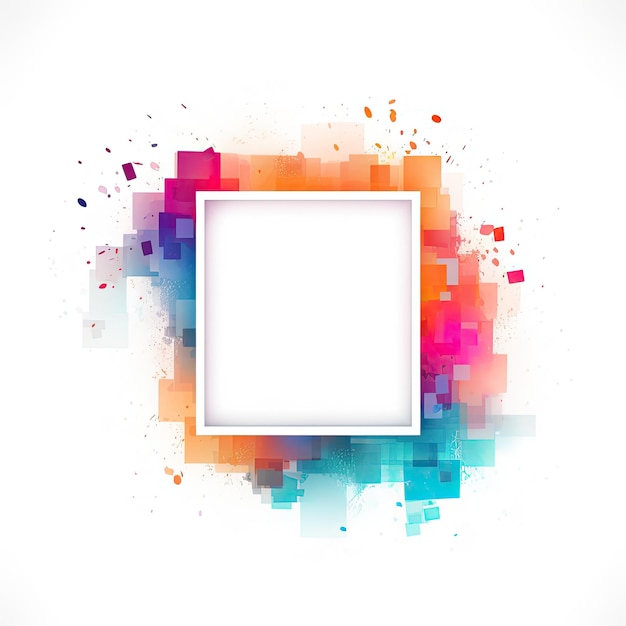 Design de logotipo moderno com conceito de imaginação de pixel Fronteira branca Poster quadrado plano com negativo