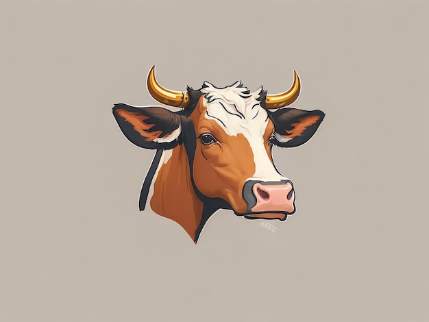 Design de logotipo vetorial de ilustração de vaca