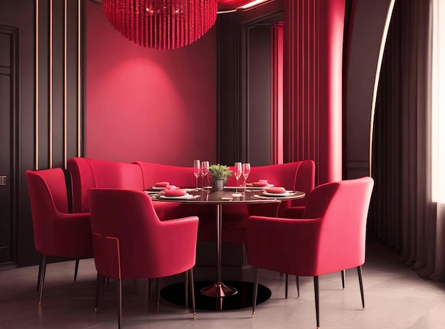 Design de luxo interno de mesa de jantar restaurante de móveis vintage