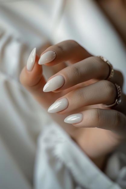 Design de manicure branco minimalista Arte de unhas limpa e elegante Perfeita para looks modernos e elegantes