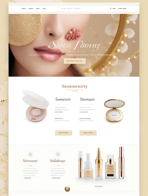 Design de maquiagem elegante e atemporal compacto com um branco e dourado Co Web Poster Flyer Menu Art