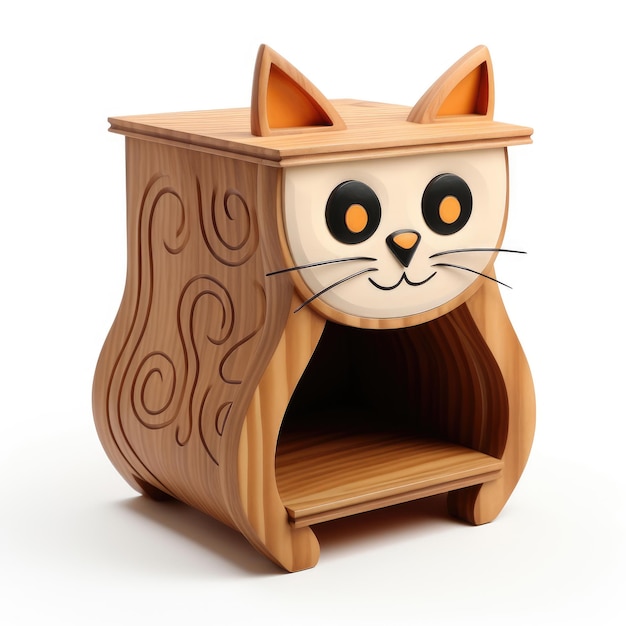 Design de mesa de cabeceira feita no estilo de um gato