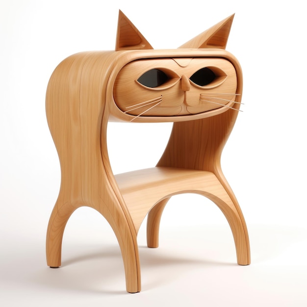 Design de mesa de cabeceira feita no estilo de um gato