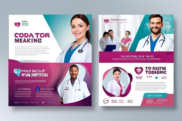 Design de modelo de postagem de mídia social de serviço de saúde médica profissional Flyer de marketing digital de clínica ou hospital para web