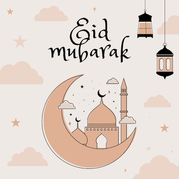 Design de modelo de postagem do Eid mubarak no Instagram para mídias sociais