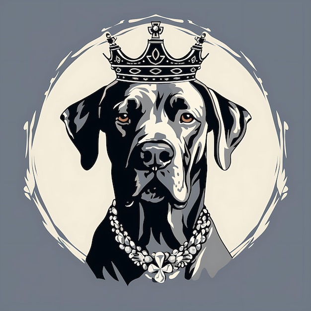 Design de moldura de cachorro Dogue Alemão com esquema de cores monocromáticas e arte em estilo de capa de iPhone Crown De