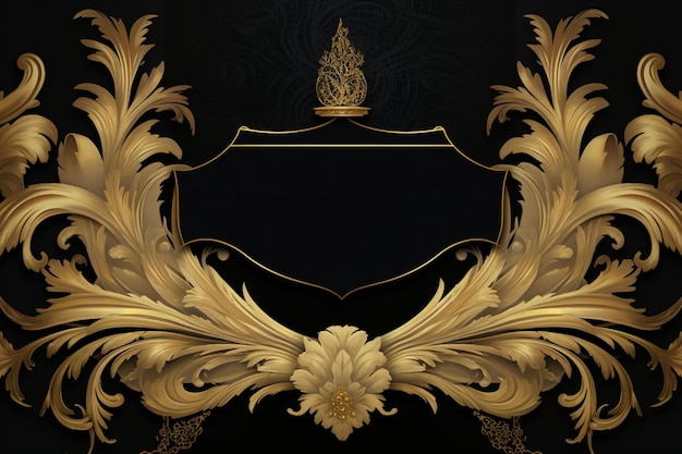 Design de moldura dourada com espaço de cópia em preto