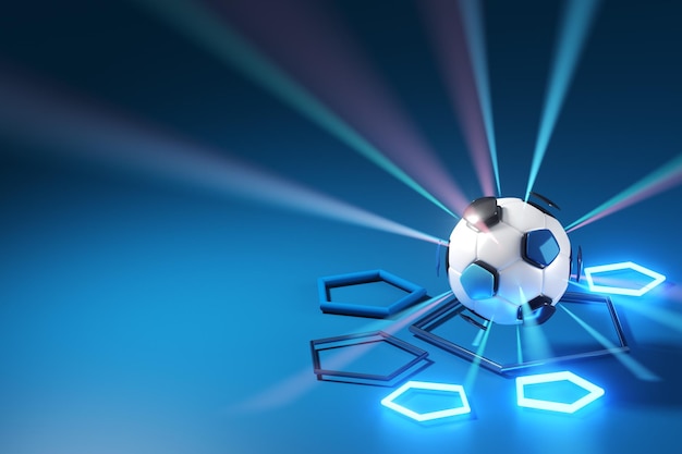 design de objeto de futebol 3d renderização realista abstrato fundo futurista ilustração 3d movimento geometria conceito esporte competição gráfico torneio jogo aposta conteúdo elemento bola de futebol