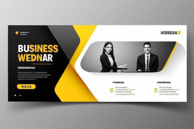 Design de padrão de banner horizontal de webinar de negócios Design de banner moderno com preto