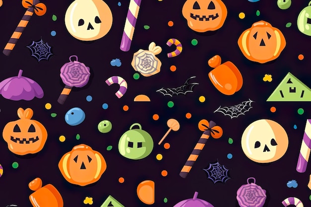 Foto design de padrão de ilustração plana de halloween gerado por ia