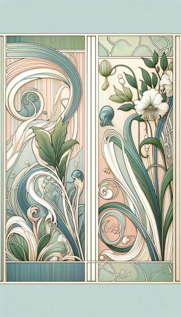 Design de painel floral e giratório inspirado no Art Nouveau