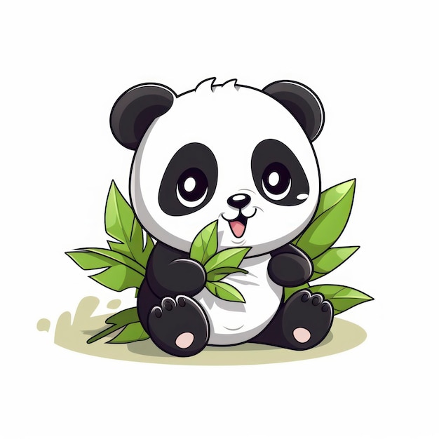 Foto design de panda bebê fofo para camiseta com contornos pretos e fundo branco