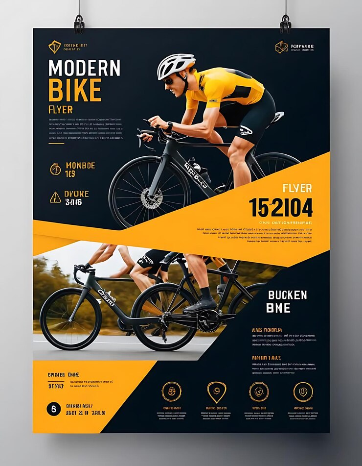 Foto design de panfletos de bicicletas de estilos modernos