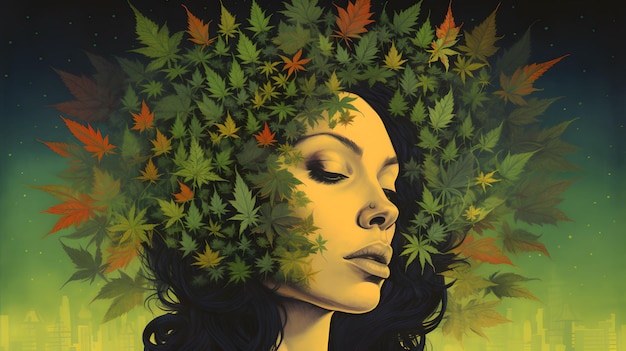 Design de papel de parede de fundo de cannabis erva daninha ganja maconha folha de broto de cânhamo verde