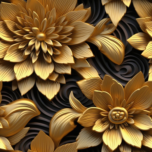 Design de papel de parede de lótus dourado de luxo