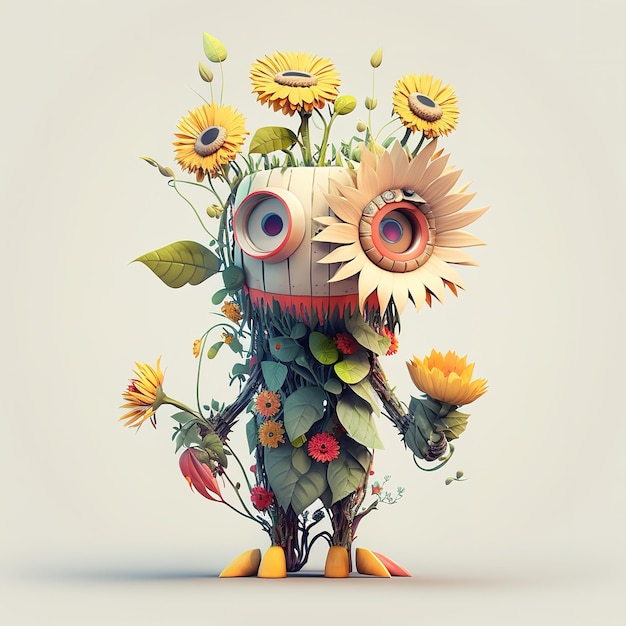 Design de personagem fictício floral isolado