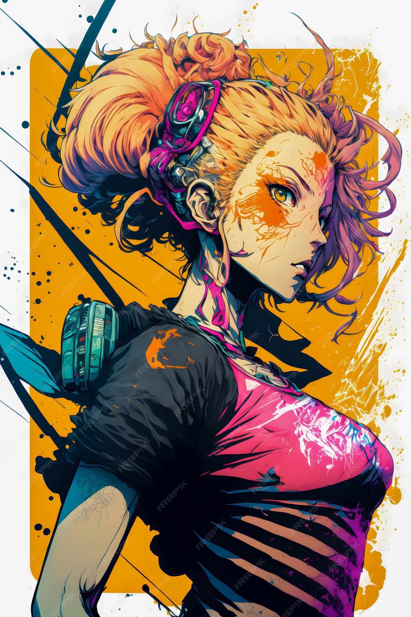 Design de personagens de mangá cyberpunk comics estilo de anime