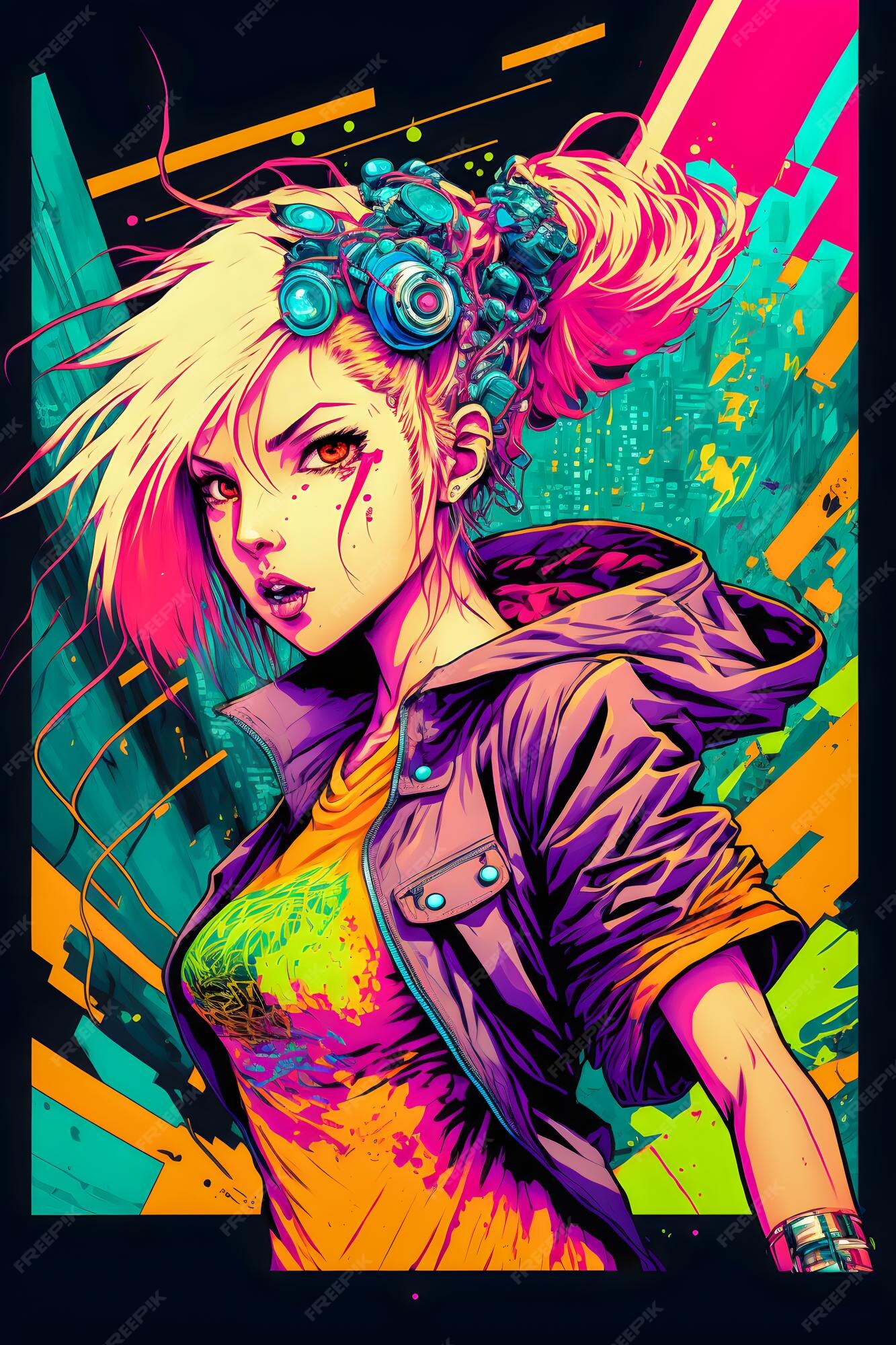 Design de personagens de mangá cyberpunk comics estilo de anime