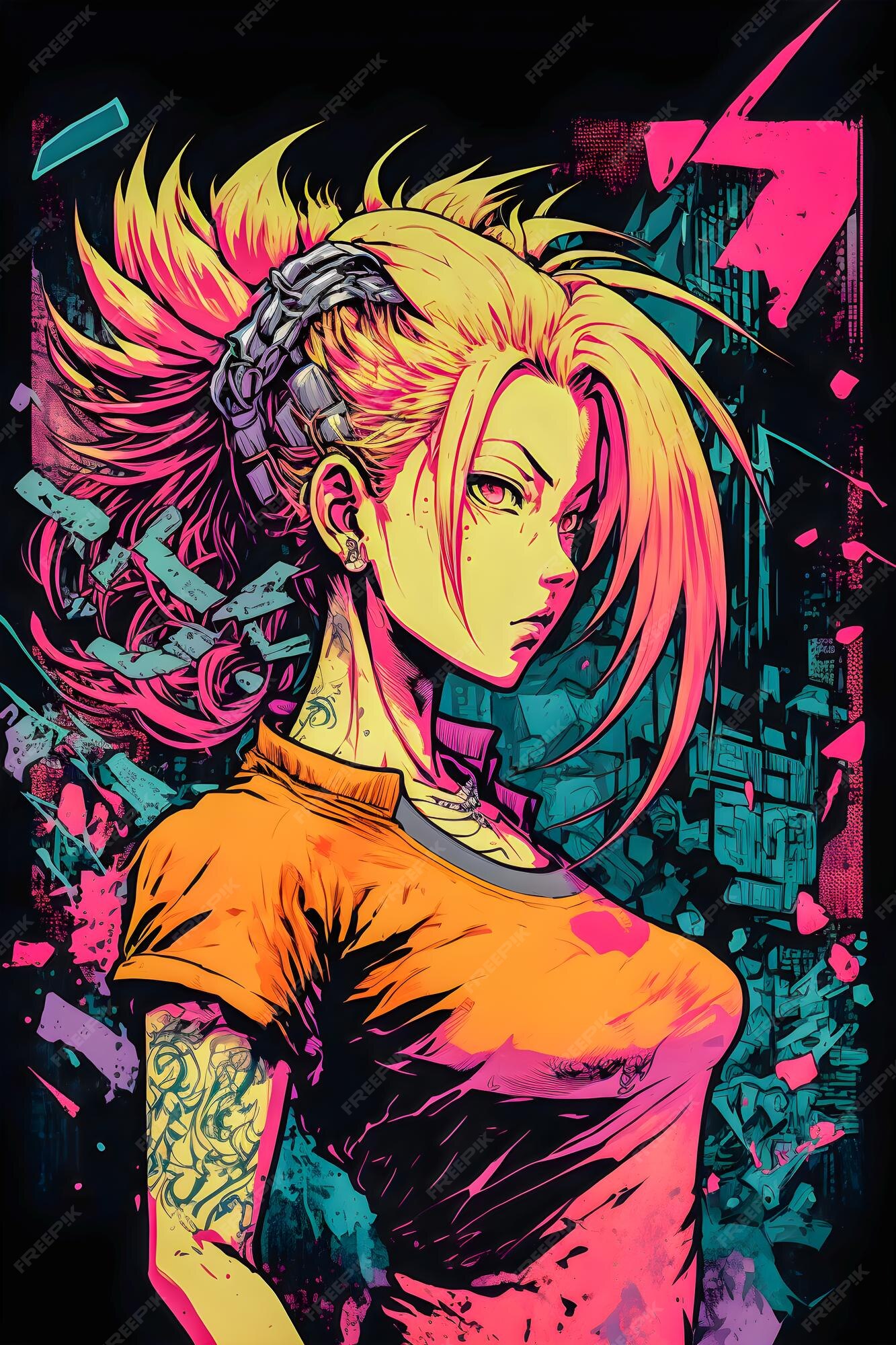 Design de personagens de mangá cyberpunk comics estilo de anime