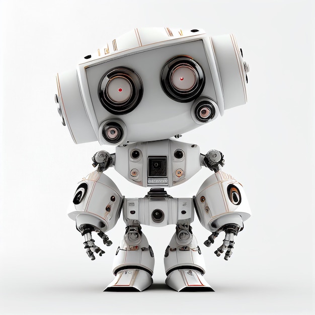 Design de personagens de pequeno robô em fundo isolado Criado com tecnologia Generative AI