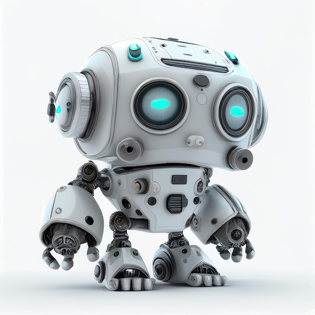 Design de personagens de pequeno robô fofo em fundo isolado Criado com tecnologia Generative AI