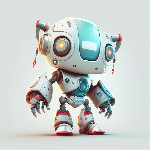 Design de personagens de pequeno robô fofo em fundo isolado Criado com tecnologia Generative AI