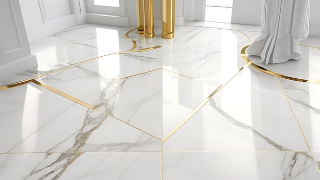 Design de pisos e ladrilhos de mármore premium em exclusivo padrão ouro branco com regulamentação 8k