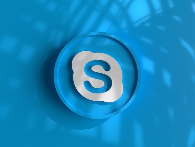design de plano de fundo do logotipo do skype 3d mídia social