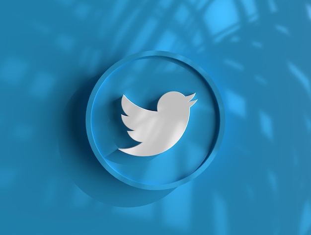 design de plano de fundo do logotipo do twitter 3d mídias sociais