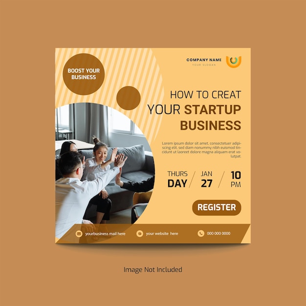 Design de postagem de mídia social para startups