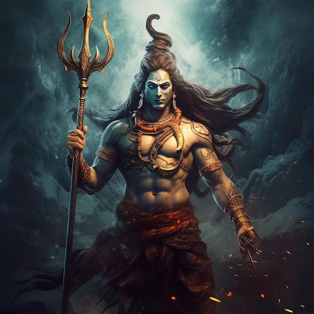 Design de pôster Lord Mahadev God Shiv para papel de parede Generative Ai