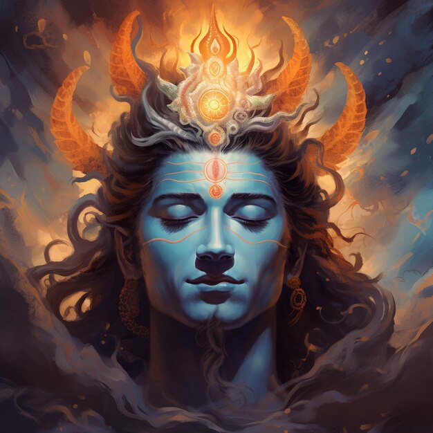 Design de pôster Lord Mahadev God Shiv para papel de parede Generative Ai