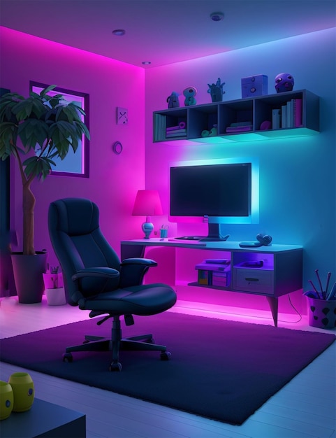 Design de quarto 3D em cores claras