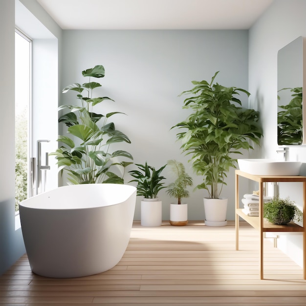Design de quarto de banho moderno e minimalista tema verde claro